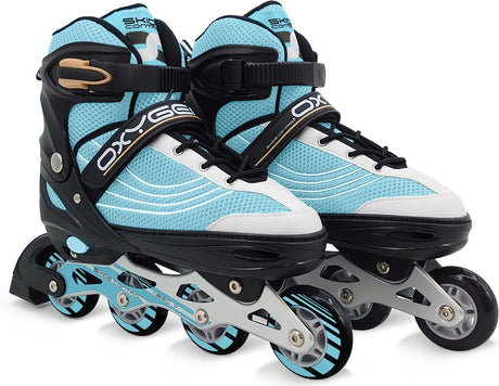 Contrôle des dérapages - Rollers en ligne Oxygen botte semi-souple réglable bleu taille 38-41