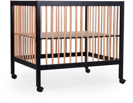 Childhome park 97 caisse à roulettes - réglable sur 3 hauteurs - bois - noir naturel - 98 x 78 x 82 cm