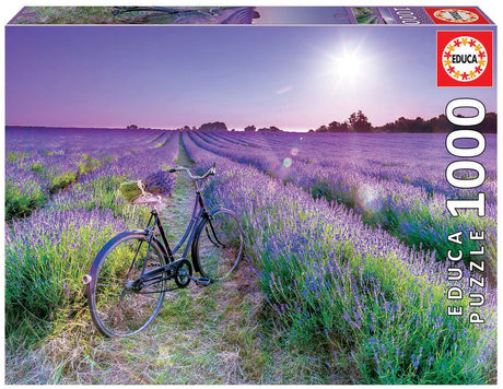 Puzzle Educa vélo champ de lavande 1000 pièces pour adultes.