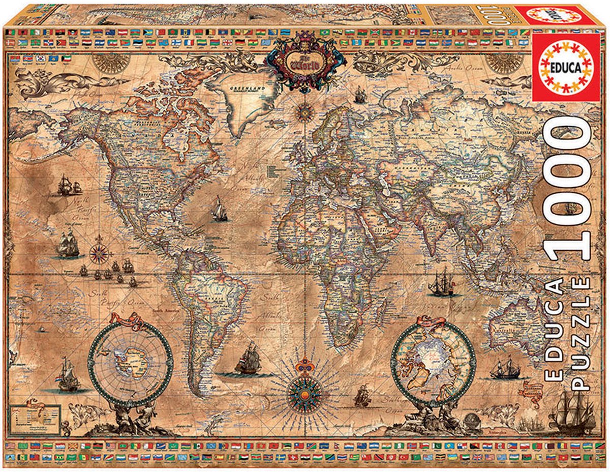 Educa - carte du monde antique - 1000 pièces - puzzle