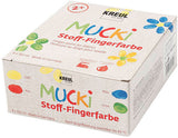 Creativ company Muck peinture au doigt, bleu, vert, rouge, jaune, 4x150 ml 1 boîte
