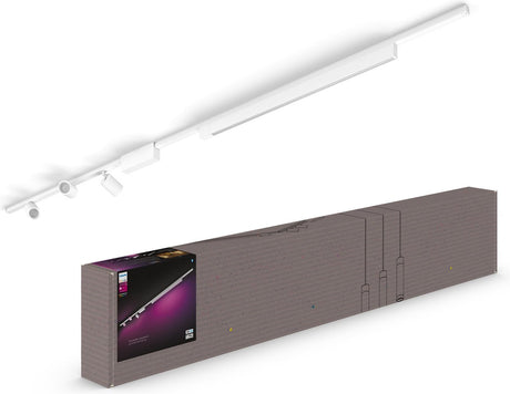 Éclairage sur rail de plafond Philips hue perifo - lumière blanche et colorée - 3 spots - 1 barre lumineuse - blanc - kit de base