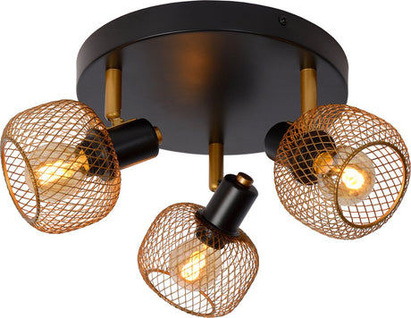 Lucide maaren - spot de plafond (plafonnier) - ø 37 cm - 3xe14 - laiton doré mat