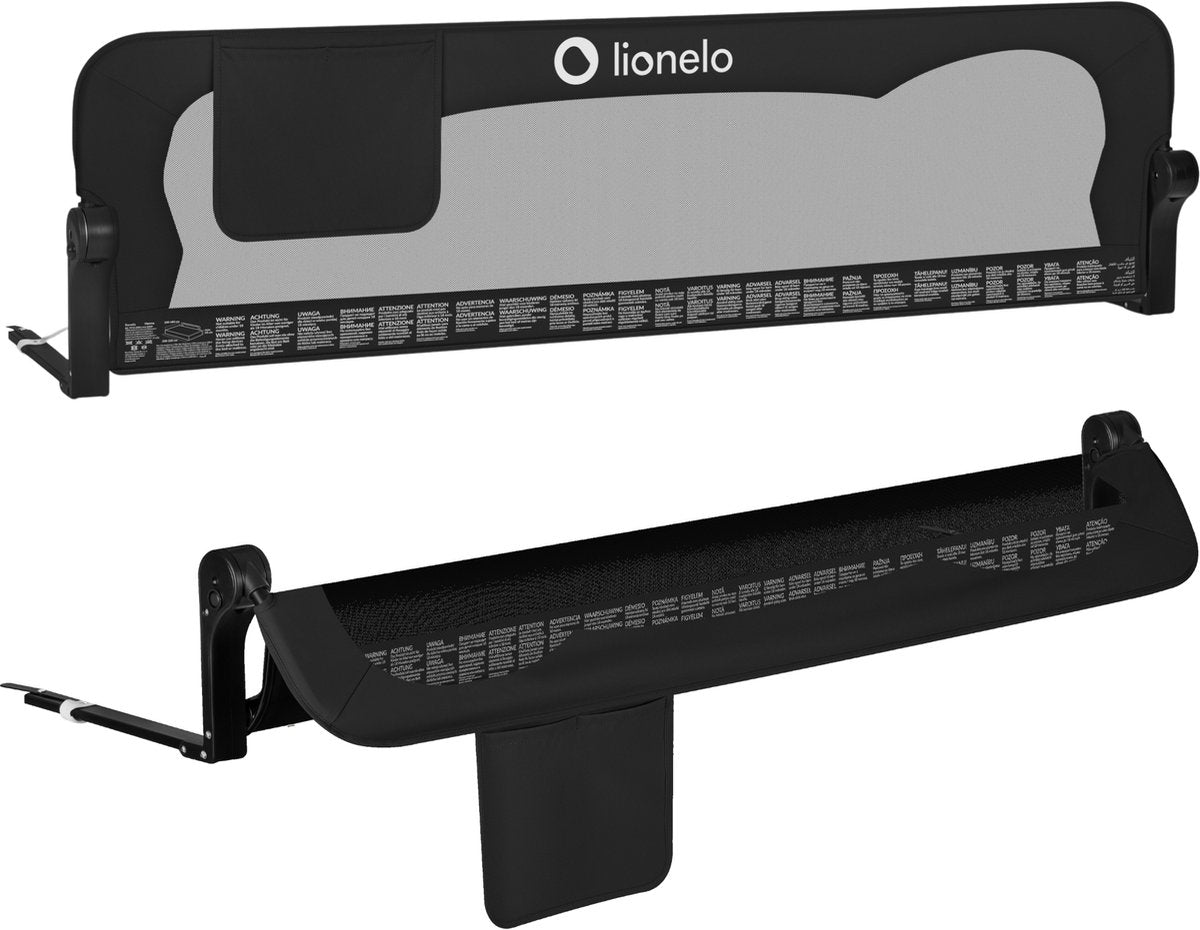 Barrière de lit Lionelo eva - barrière de sécurité jusqu'à 27 kg - pliable à 180° - 150 cm de large - cadre en aluminium durable - blocage sécurisé standsafe - pour enfants de 18 mois à 5 ans