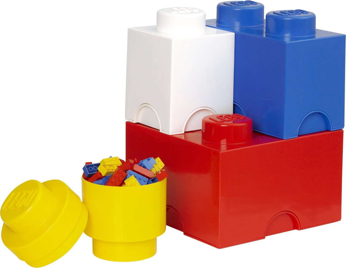 Lego - boîte de rangement brique lot de 4 pièces - polypropylène - multicolore