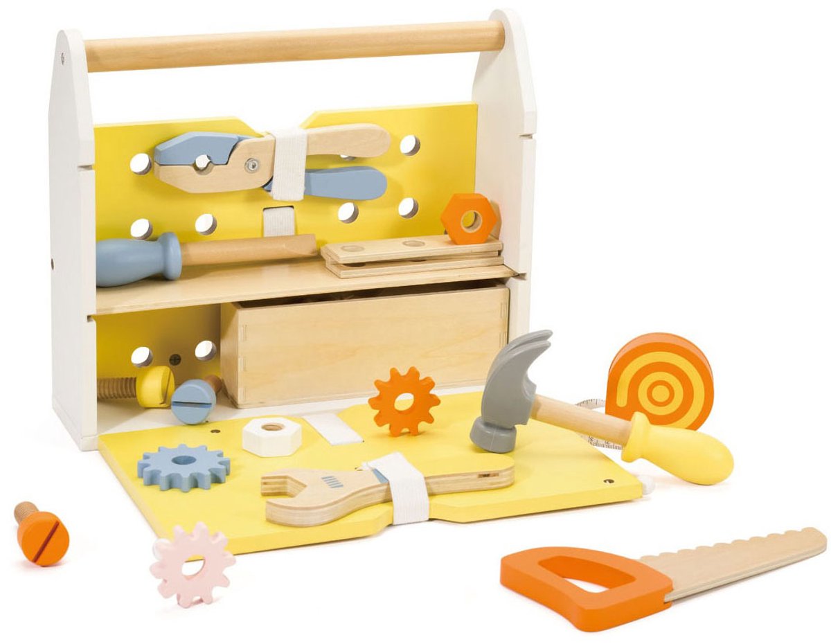 Boîte à outils en bois Classic World moderne, 27 pièces.