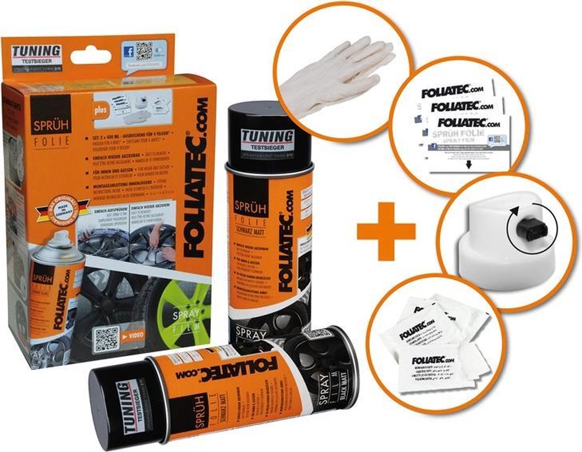 Foliatec spray film (spray film) set - noir mat 2x400ml