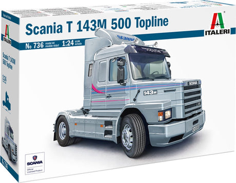 Italeri modèle kit voiture - 0736 scania t143m 500 torpedo topline 4x2 - camion plastique - 1:24 - modélisme