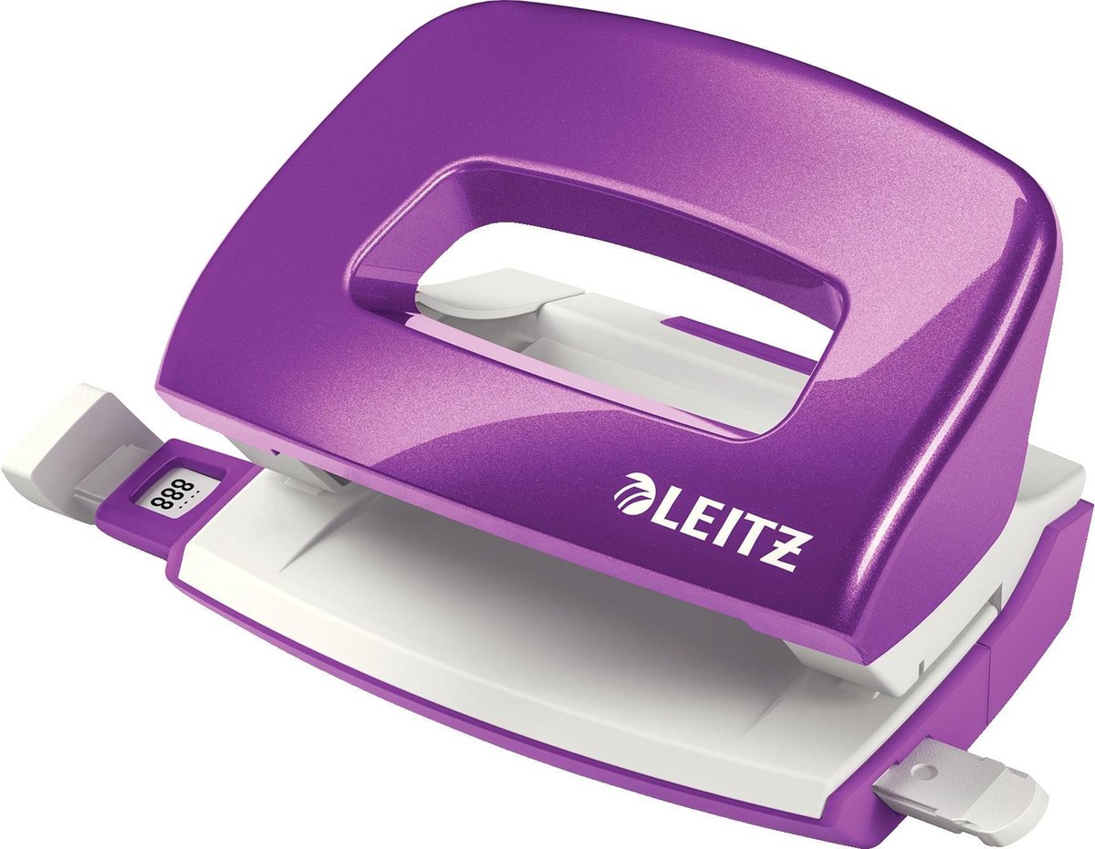 Mini perforatrice Leitz wow - perfore jusqu'à 10 feuilles - pour dossiers et classeurs à anneaux - idéale pour le bureau à domicile - violet
