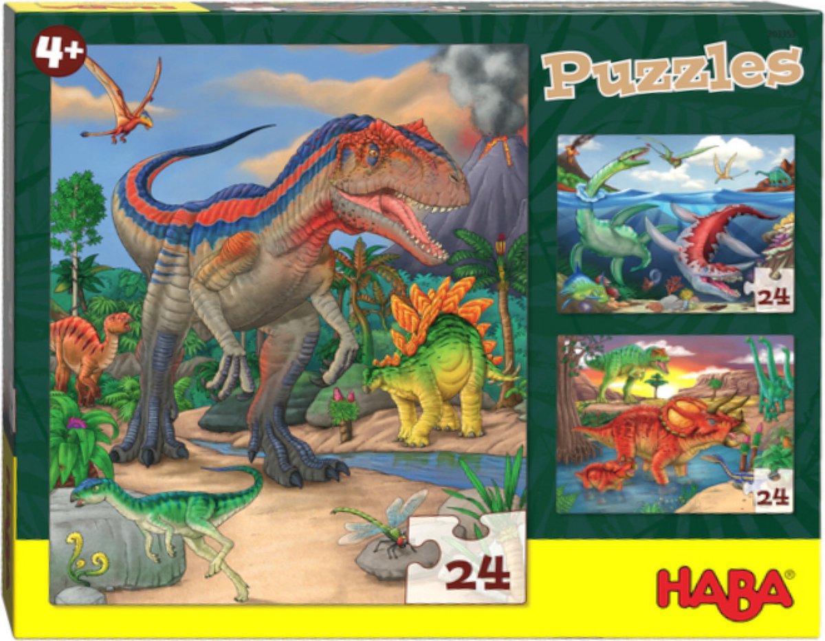 Haba puzzle dinosaures 3-en-1 garçons 3 x 24 pièces