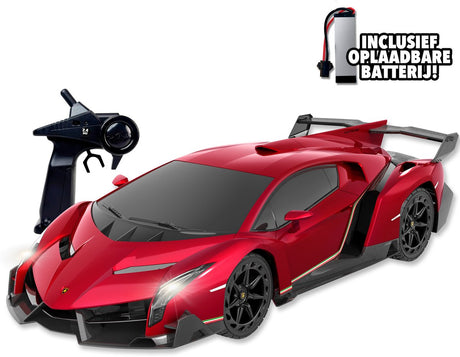 Gear2play rc lamborghini veneno 1:12 - voiture contrôlable - 2,4 GHz avec éclairage - incl. batterie rechargeable