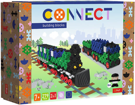 Train jouet en bois Trefl avec camion et remorque FSC mix 70% - jouets en bois durables - 2 parties - à partir de 3 ans