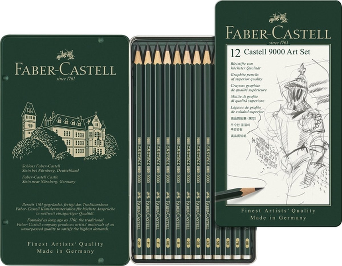 Ensemble de crayons graphite Faber-castell - série 9000 - 12 duretés - fc-119065