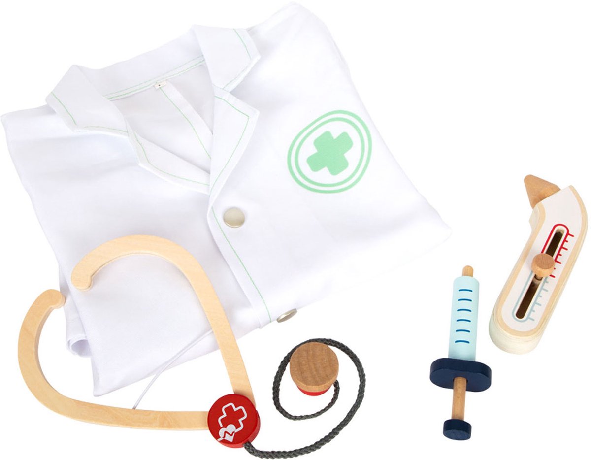 Petit pied - veste docteur avec accessoires en bois, 4dlg.