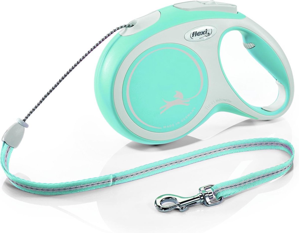 Laisse rétractable Flexi nouveau cordon confort m bleu clair gris clair - laisse pour chien - 8 m