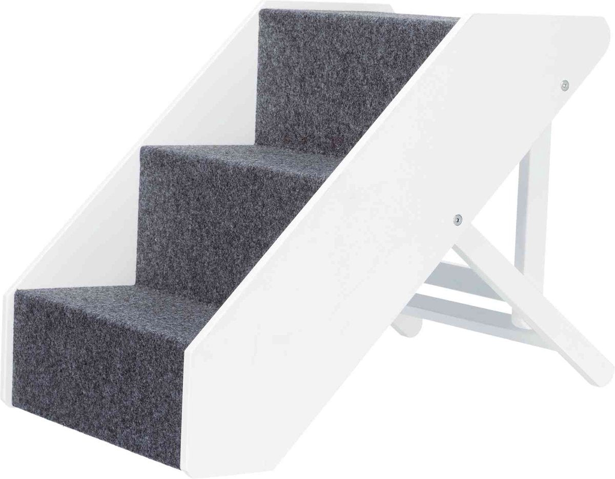 Trixie - escaliers pour animaux - escalier réglable en hauteur - blanc - 67x40x40-47 cm