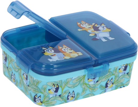 Boîte à lunch pour enfants Stor bluey - boîte à lunch avec 4 compartiments pour enfants à partir de 4 ans - passe au lave-vaisselle sans BPA - bleu turquoise