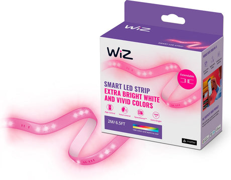 Bande LED Wiz - kit de démarrage - 2 mètres - rgb+w - installation facile - lumière colorée et blanche - wi-fi - rgb; une couleur à la fois