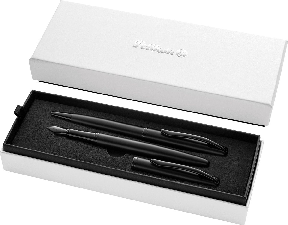Pelikan jazz – coffret cadeau – stylo plume – stylo à bille – carbone (noir)