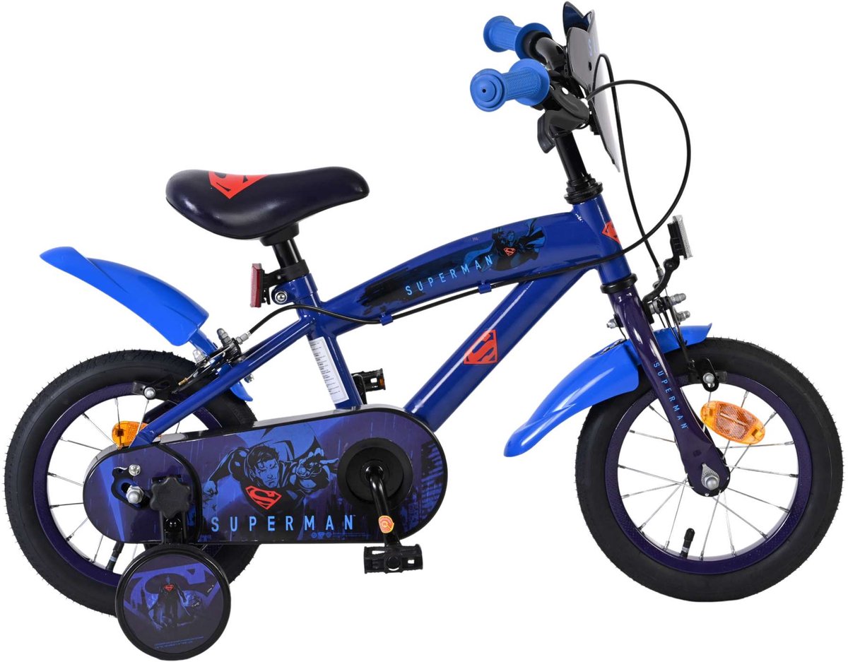 Vélo pour enfants Superman - garçons - 12 pouces - bleu - deux freins à main