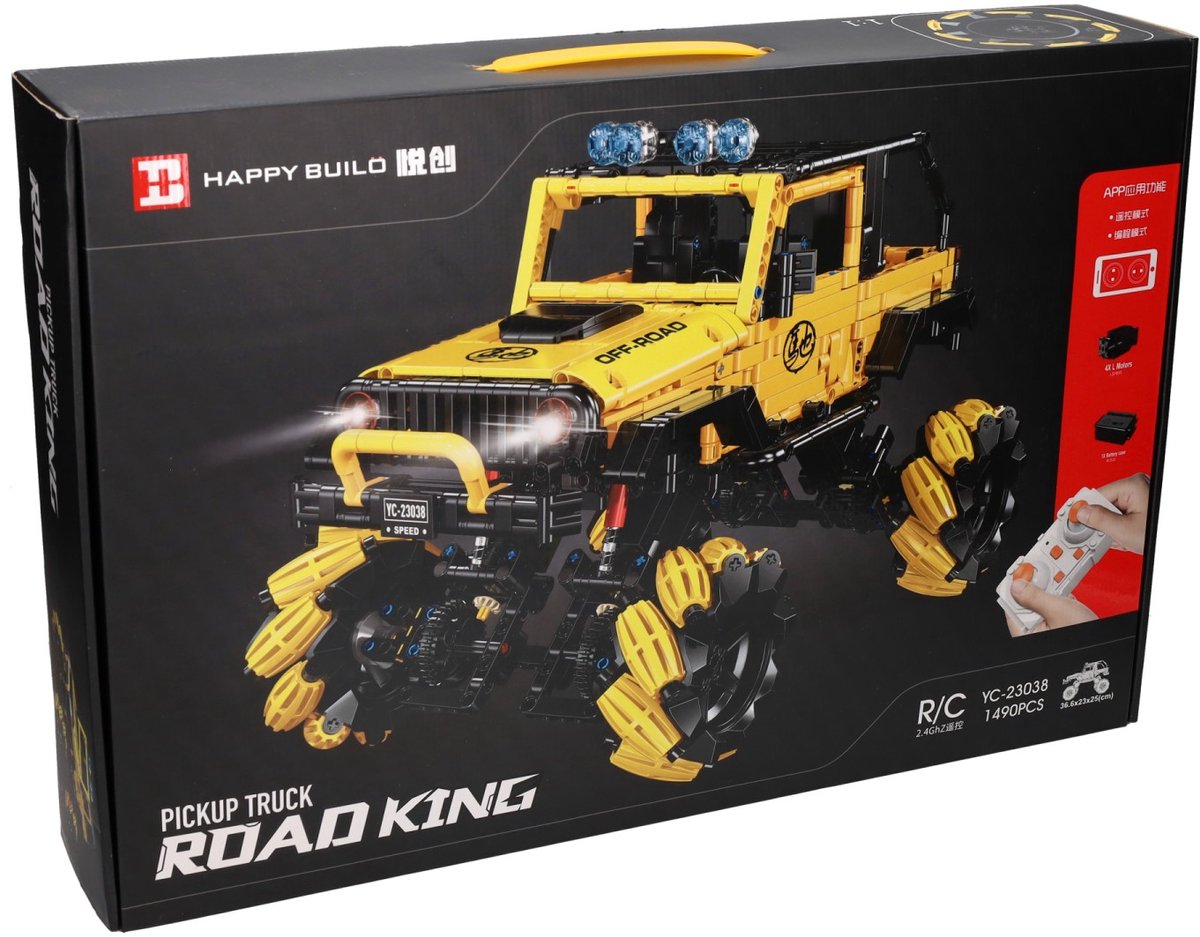 Lobbes Toys BV Happy Build Ensemble de blocs de construction RC contrôlables camionnette – 1490 pièces.