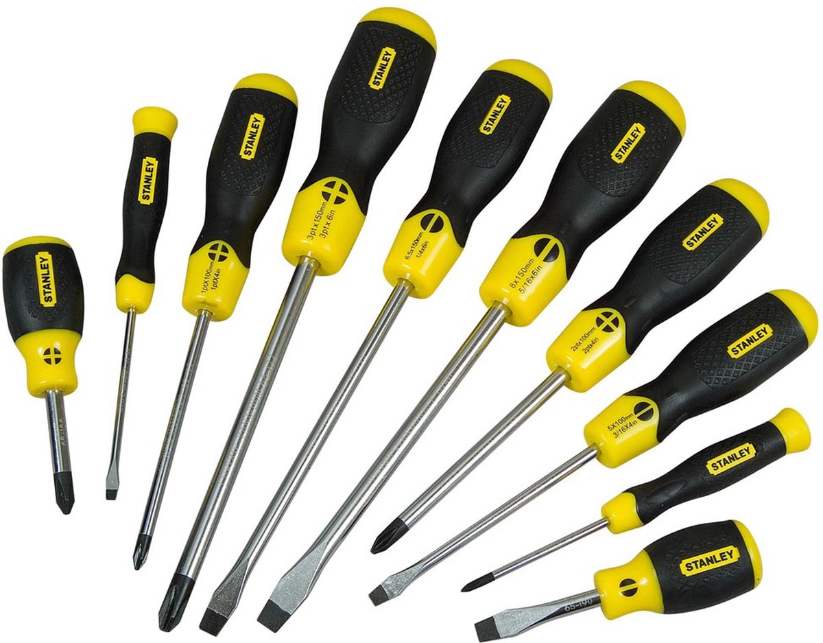 Stanley Hand Tools Jeu de 10 tournevis à poignée coussinée Phillips standard - 2-65-005