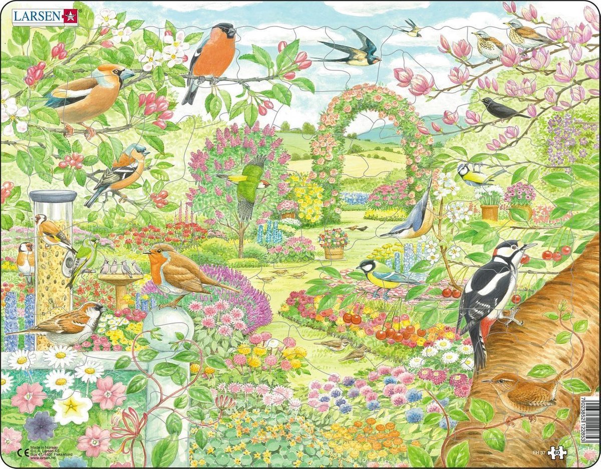 Selecta larsen puzzle animaux - oiseaux et fleurs du jardin, 60 pcs.