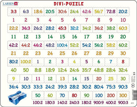 Pièces Larsen - puzzle - apprendre à compter - partage - puzzle éducatif pour enfants - 58 pièces - fabriqué en Norvège - pièces extra épaisses de 2,5 mm - plateau avec bord fixe