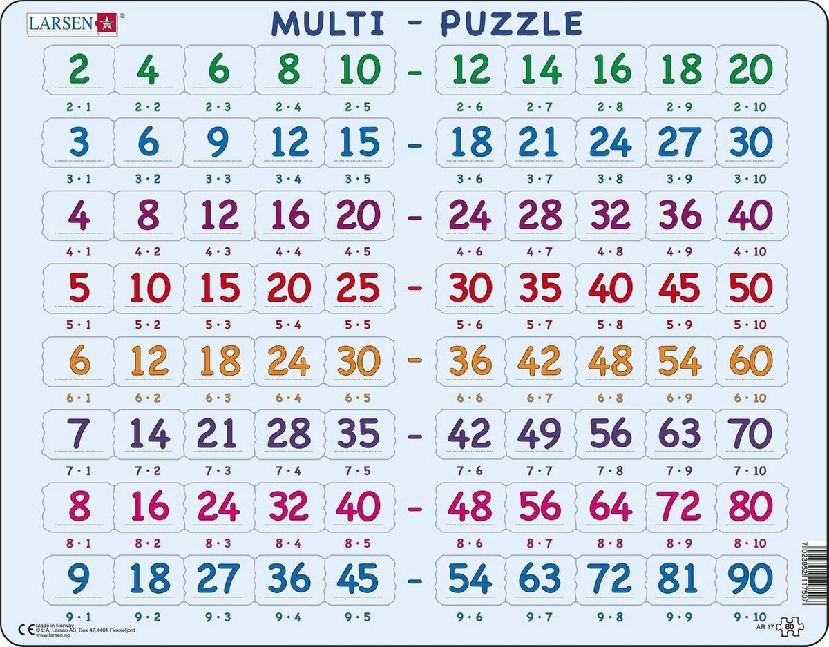 Selecta Larsen puzzle apprendre à calculer - tableaux, 80 pcs.