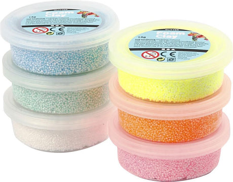 Argile mousse couleurs pastel pailletées, 6x14gr.