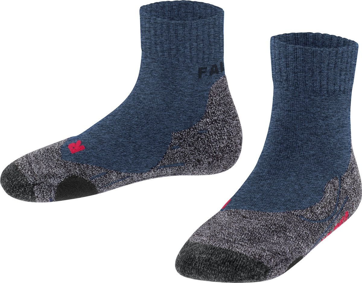 Falke tk2 chaussettes de marche courtes anti-ampoules en laine épaisse matière fonctionnelle enfants bleu - taille 27-30