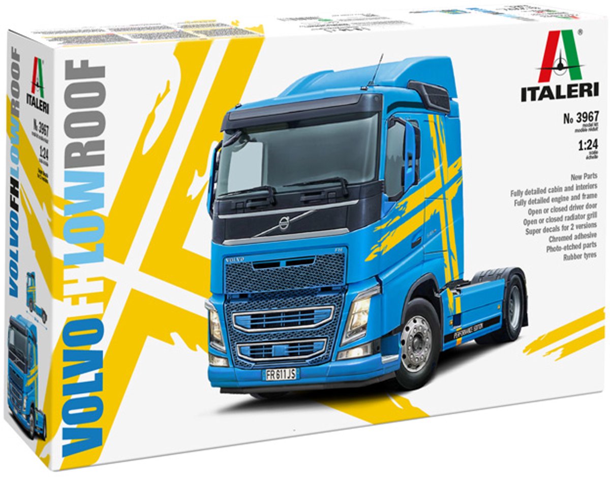 Italeri modelbouwpakket vrachtwagens - 3967 volvo fh4 truck 4x2 - laag dak - vrachtwagen plastic - 1:24 - modelbouw