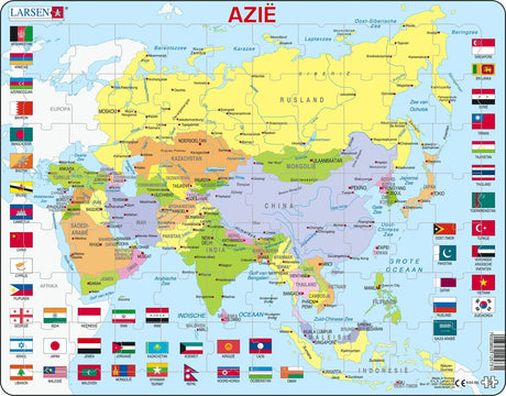 Selecta Larsen puzzle carte Asie avec drapeaux, 70 pcs.