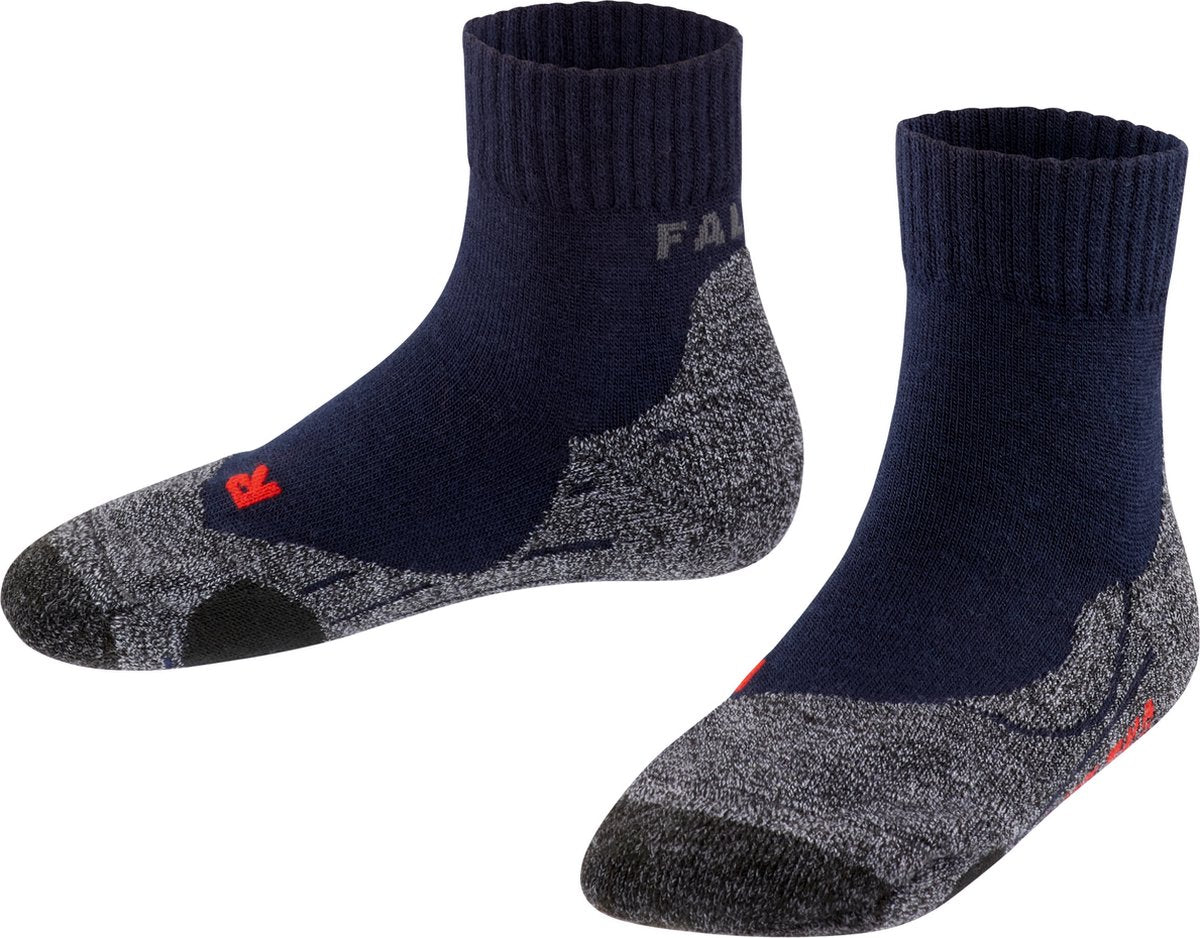 Falke tk2 chaussettes de marche courtes anti-ampoules en laine épaisse matière fonctionnelle enfants bleu - taille 27-30