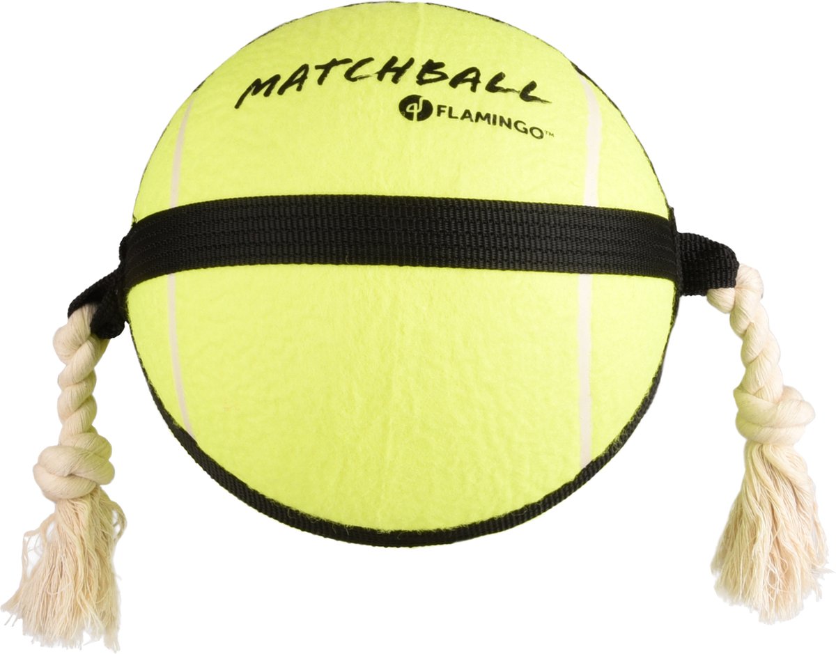 Jouet pour chien Flamingo – Balle de tennis de matchball avec corde – Jouet pour chien – Corde pour chien – Balle pour chien – Balle pour chien – 50 cm – Jaune