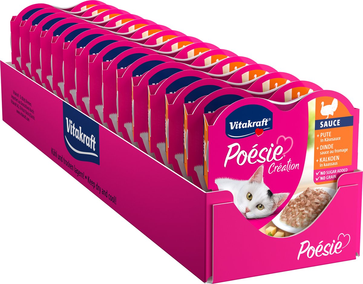Vitakraft poésie® création sauce fromage de dinde - nourriture humide - 15x85 grammes