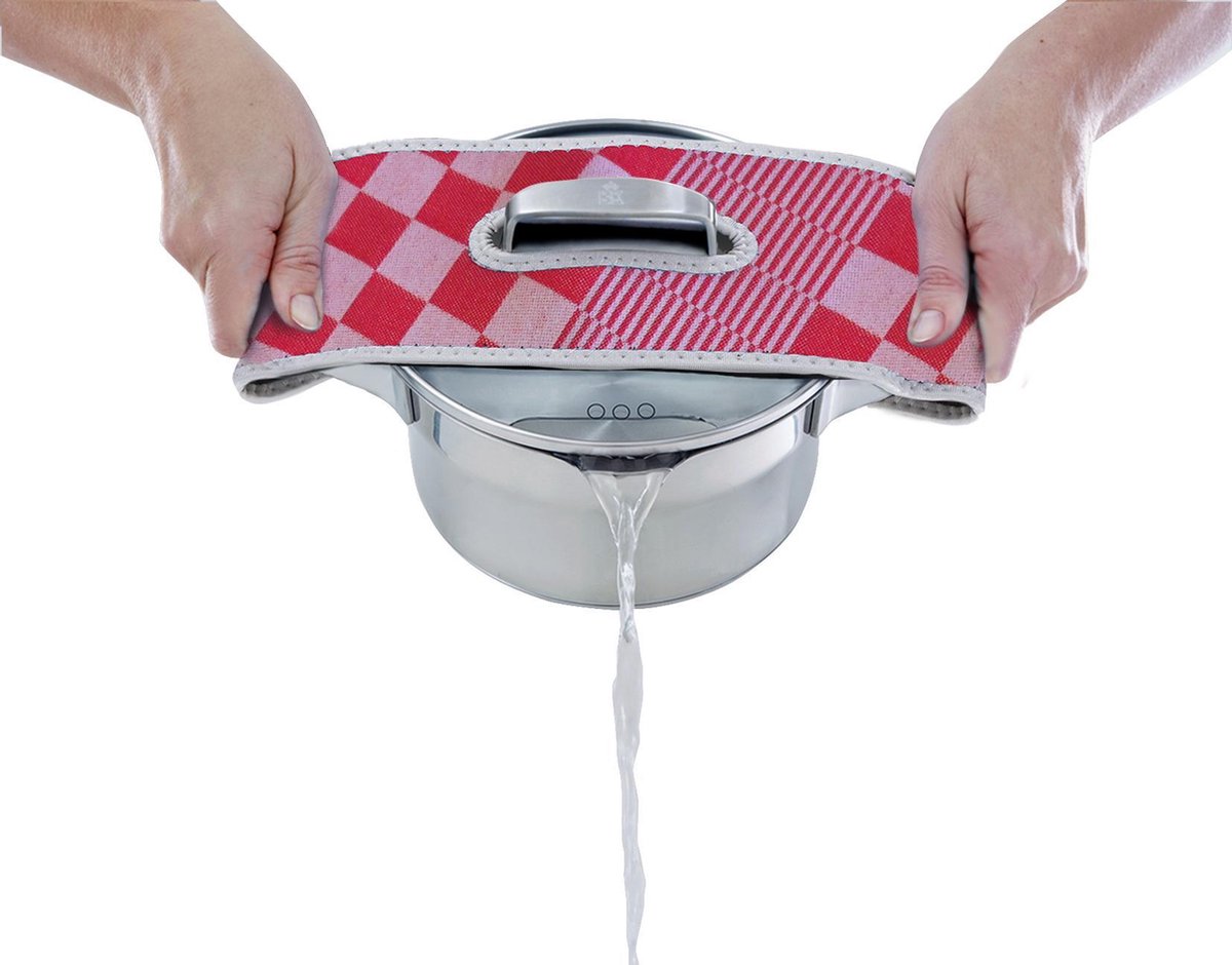 Bk monsieur. porte-pot à pince - aide à la vidange - à carreaux rouges