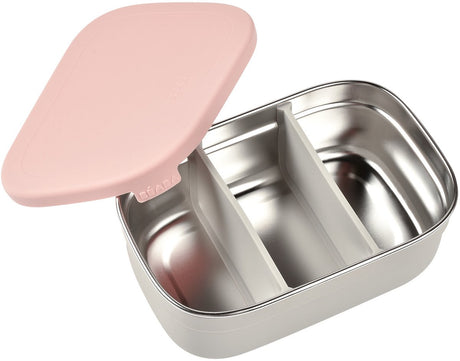 Boîte à lunch Béaba – boîte à pain en acier inoxydable (acier inoxydable) avec couvercle en silicone – rose – incl. 2 séparateurs – sans BPA – passe au lave-vaisselle