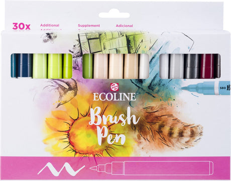 Bruynzeel ecoline set de stylos pinceaux supplémentaires, 30 couleurs