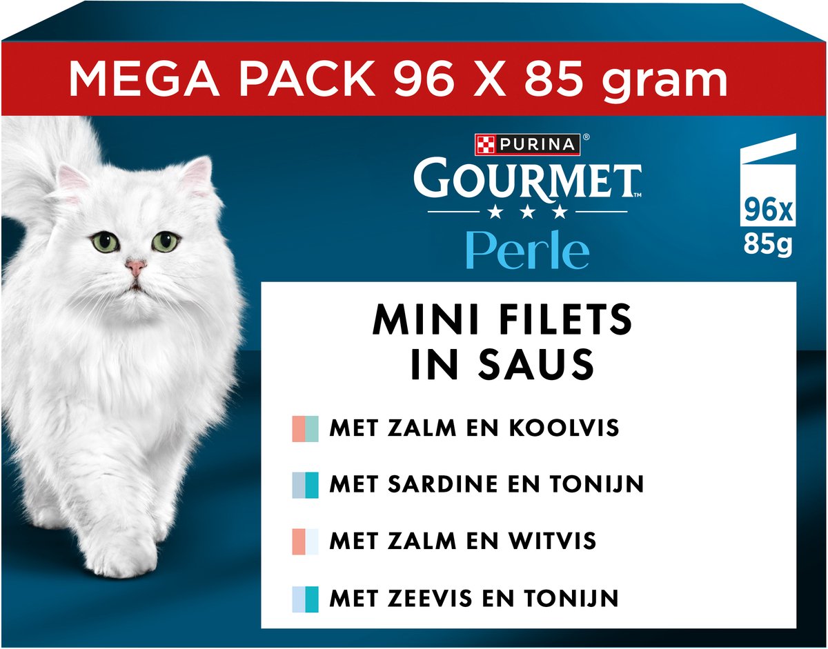 Purina®gourmet® gourmet perle duo mini filets en sauce - nourriture humide pour chat - sélection de poissons - 96 x 85g