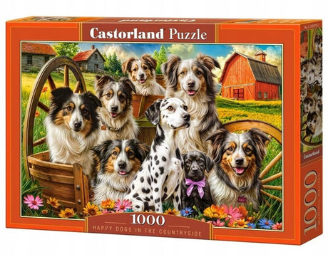 Puzzle 1000 pièces Castorland : chiens joyeux à la campagne