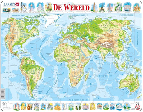 Selecta Larsen puzzle carte du monde - géographique, 80 pcs.