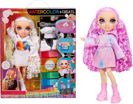 Mga entertainment arc-en-ciel haute aquarelle créer poupée de mode - yeux violets