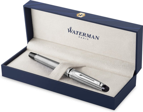 Stylo plume expert Waterman | acier inoxydable avec bord chromé | plume moyenne | emballage cadeau