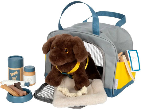 Small foot - peluche chien avec sac de transport et kit de soins
