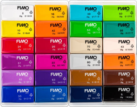 Fimo soft - pâte à modeler durcissant au four - pack couleurs - 24 couleurs de base