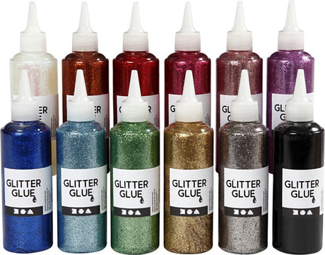 Société créative https : www.ccobby.nl Glitterglue-various-colours-12x118-ml-1-box