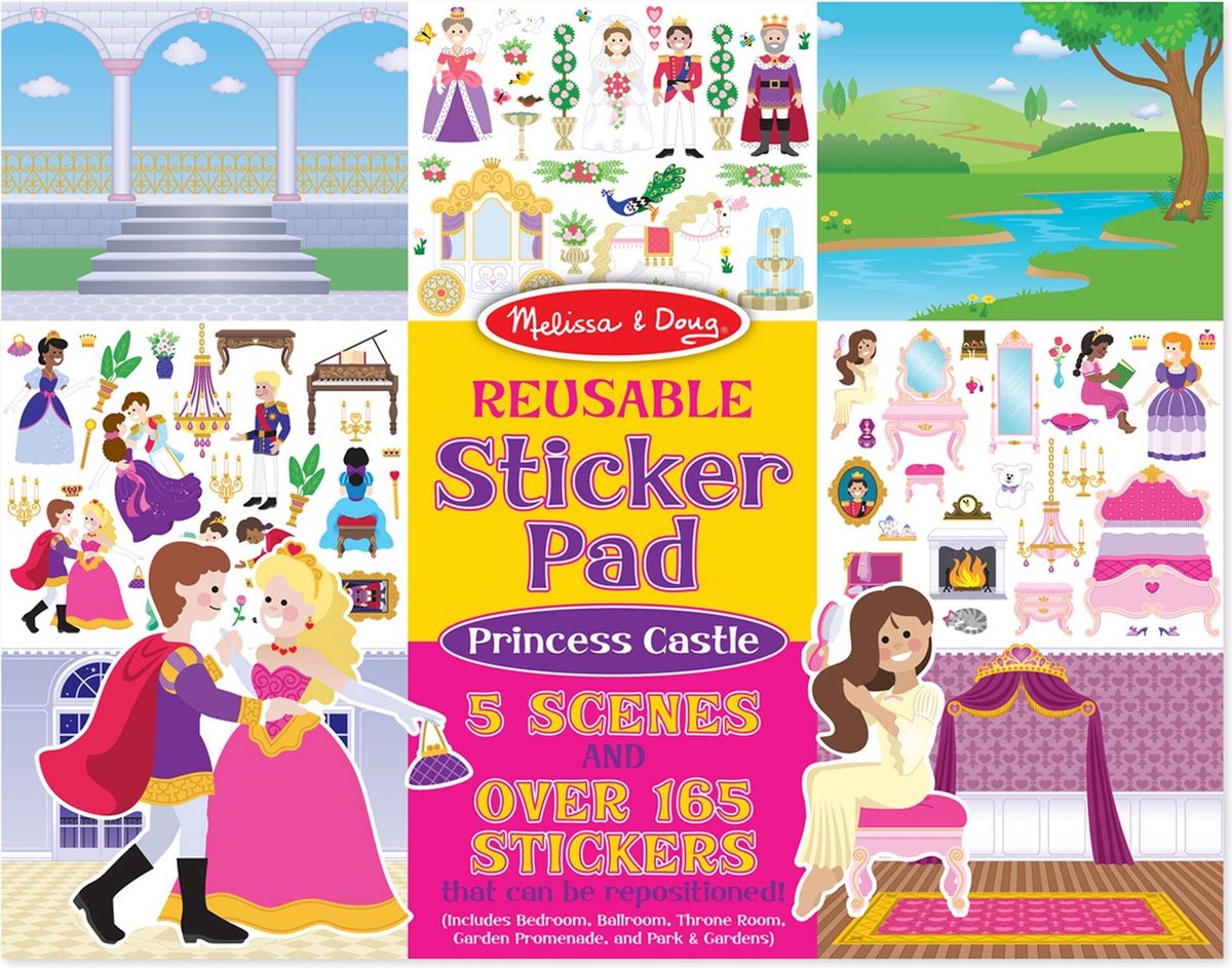 Melissa doug stickerboek met herbruikbare stickers prinsessen kasteel - 175 stickers
