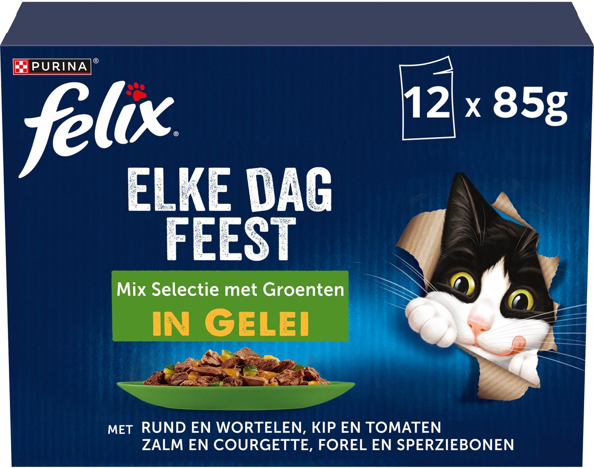 Felix Every Day Party en gelée - nourriture humide pour chat - sélection de légumes - 48 x 85 g