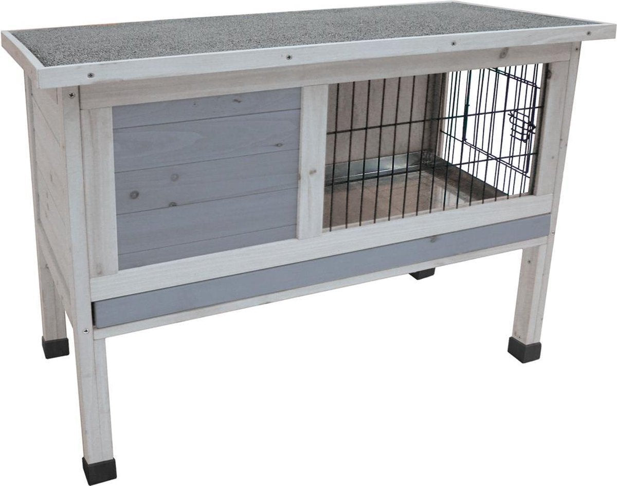 Clapier à lapin Flamingo – clapier d'extérieur compact avec cage de nuit et zone d'observation – 91x45x72 cm – clapier à lapin Bugs Cottage gris